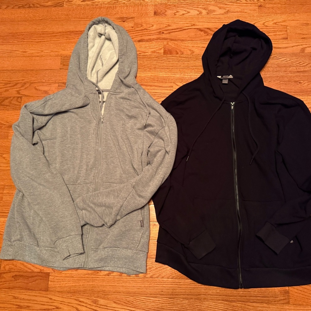 Gray and Black Eddie Bauer Zip-Up Hoodies Sz Large